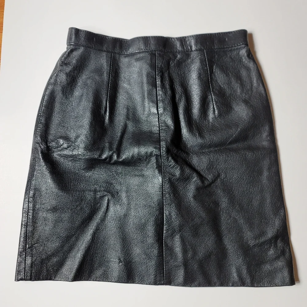 VTG Genuine Leather Mini Skirt, Size Small Biker Moto 90s Vintage - Picture 3 of 9